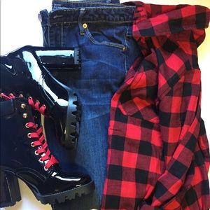 💄Beach lunch lounge Plaid Shirt ♥️